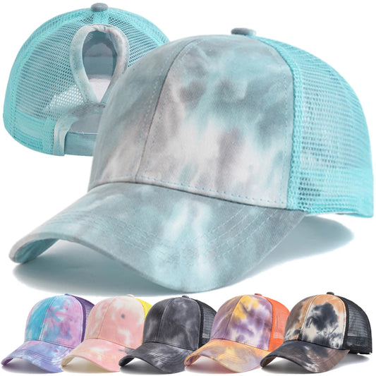 Neue Damen Ponytail Kappe | Tie-Dye Baseballkappe | Streetwear Trucker Hat Kaufschwan®