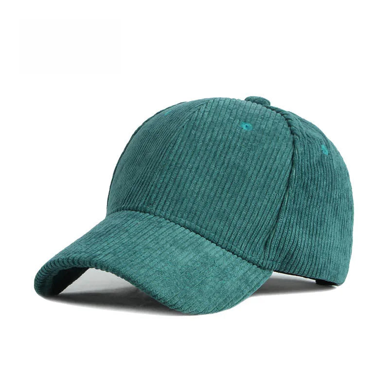Corduroy Baseballkappe | Damen & Herren Baumwolle Einfarbige Sonnenkappe | Herbst Warm Hip Hop Snapback Anglerhut Kaufschwan® Dunkelgrün