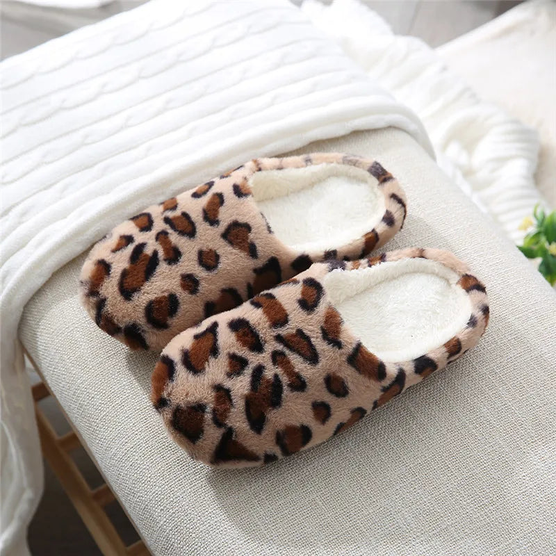 Leopardenmuster Winter-Hausschuhe | Indoor-Schuhe für Damen & Herren | Warme Fell-Slides | Rutschfeste Paare-Hausschuhe