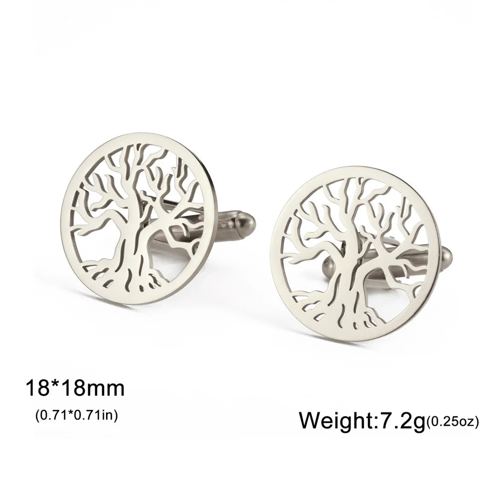Baum des Lebens Manschettenknöpfe für Herren – Runde Edelstahl Manschetten | Elegantes Accessoire für Hochzeit, Business & Anlassmode Kaufschwan®
