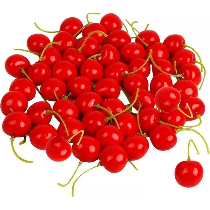 10 / 20 Stück Künstliche Schaumstoff Früchte & Gemüse – Apfel, Birne, Pfirsich & Banane Dekoration für Weihnachten & Hochzeit Kaufschwan® Kirsche 2 20 Stück