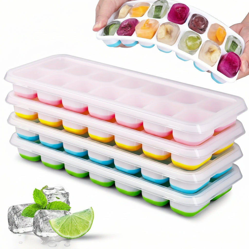 Flexible Eiswürfelform aus Silikon – Leicht lösbare Eiswürfel mit Deckel Kaufschwan®