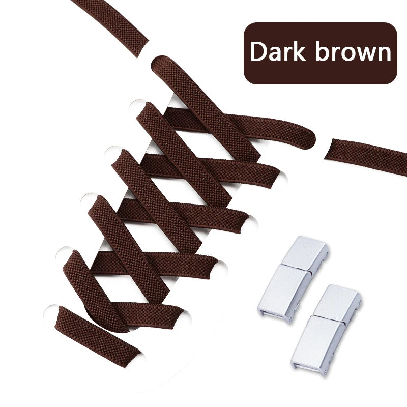 Magnetische Lock-Schnürsenkel – 8mm Breite Flache Elastische No-Tie Laces | Einfaches Schuhzubehör für Sneaker & Tennisschuhe Kaufschwan® Dunkelbraun 100cm