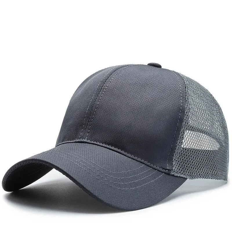 Outdoor Sport Baseballkappe | Herren Sommer Atmungsaktive Mesh-Schirmmütze | Koreanischer Stil Leichte Solide Farbe für Freizeit & Outdoor Kaufschwan® Dunkelgrau Adjustable