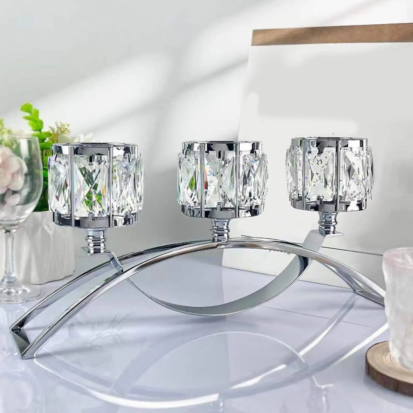 Teelicht Kerzenhalter – Eleganter 3-armiger Glas-Schalen Kandelaber für Club, Hochzeit, Event & Wohndekoration Kaufschwan®