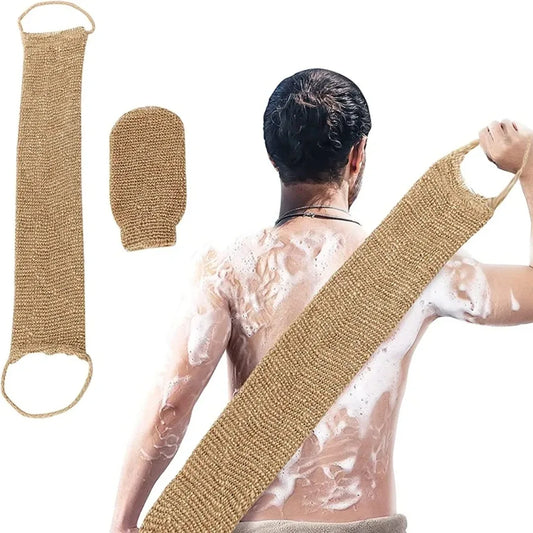 Hanf Rückenpeeling Tuch – Natürlicher Jute Peeling Rücken Gurt mit Handschuhen Körperreinigungs Set Kaufschwan®