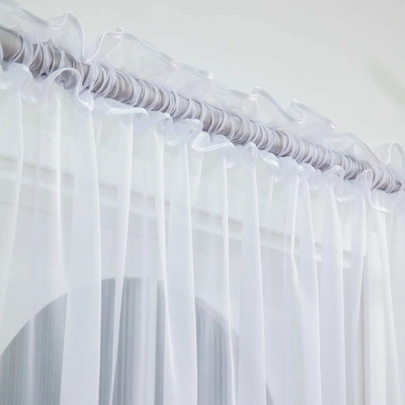 Weißer Bestickter Chiffon Vorhang für Café Wohnzimmer Hochzeit Dekoration Kaufschwan®