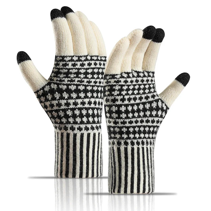 Einfache & Stilvolle Touchscreen Handschuhe – Warme Strickhandschuhe für Winter | Kältebeständige Fahrrad- & Outdoorhandschuhe für Damen & Herren Kaufschwan® Weiß Einheitsgröße