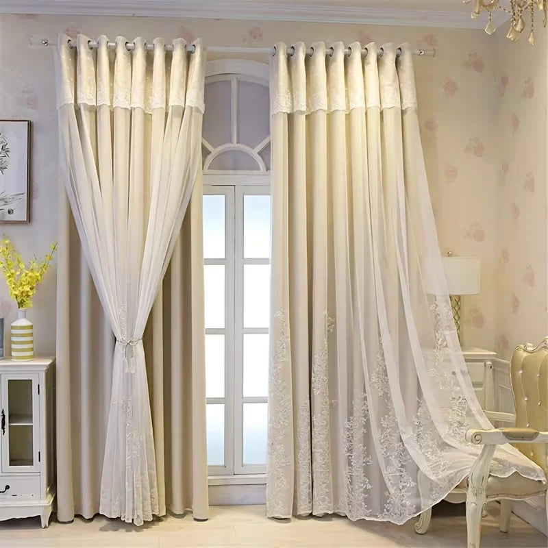 Doppelter Vorhang mit Transparenter Schicht und Sichtschutz für Schlafzimmer Wohnzimmer Kaufschwan®