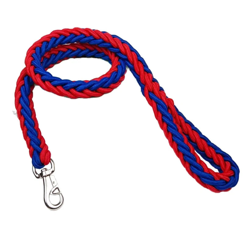 Geflochtene Nylon Hundeleine Stark Dicke Führleine für Große Hunde Bulldog Rottweiler Kaufschwan® Blau Rot