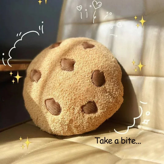 Keks Kissen | Schokoladenstückchen Keks Plüschkissen | Rundes Kissen für Boden, Sofa, Schlafzimmer Dekor & Geschenk Kaufschwan®