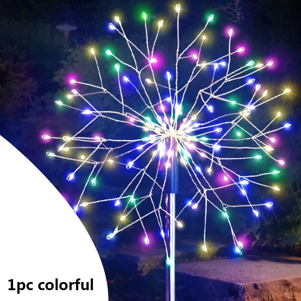 200LED Solar-Feuerwerkslichter – Wasserdichte Gartenlichter für Außenbereich, Terrasse, Weg & Blumenbeet Kaufschwan® 1 Stück Bunt