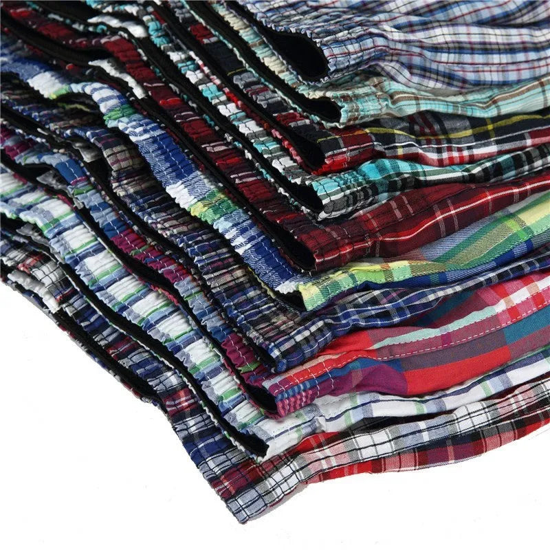 4er-Pack Herren Boxershorts aus Baumwolle – 100% Gekämmte Baumwolle | Klassisches Karomuster, Lockerer Oversize-Schnitt, Atmungsaktive Unterwäsche Kaufschwan®