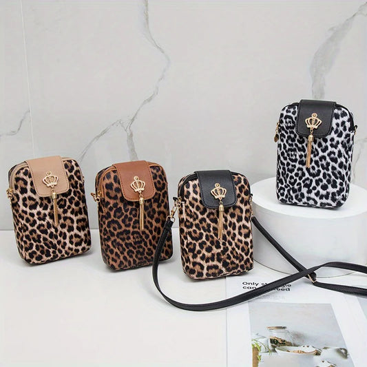 Leopardenmuster Schulter Messenger Bag – Trendige Nischen-Mode Handytasche zum Umhängen für Damen Kaufschwan®