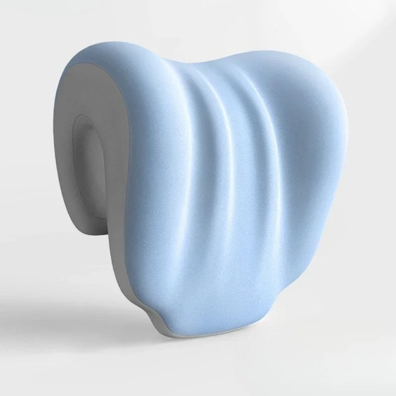 Ergonomisches Büro-Nackenkissen | Für Rückenlage & natürlichen Schlaf | Tragbares hellblaues Nackenstützkissen mit verstellbarem Gurt Kaufschwan® Blau