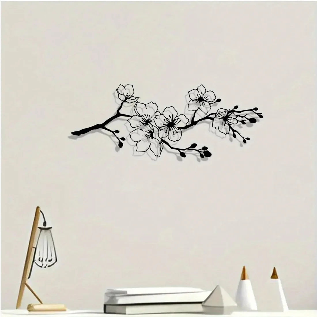 Schwarze Kirschblüten Metall Wanddeko – Modernes Minimalistisches Eisen Blumen Design Kaufschwan®