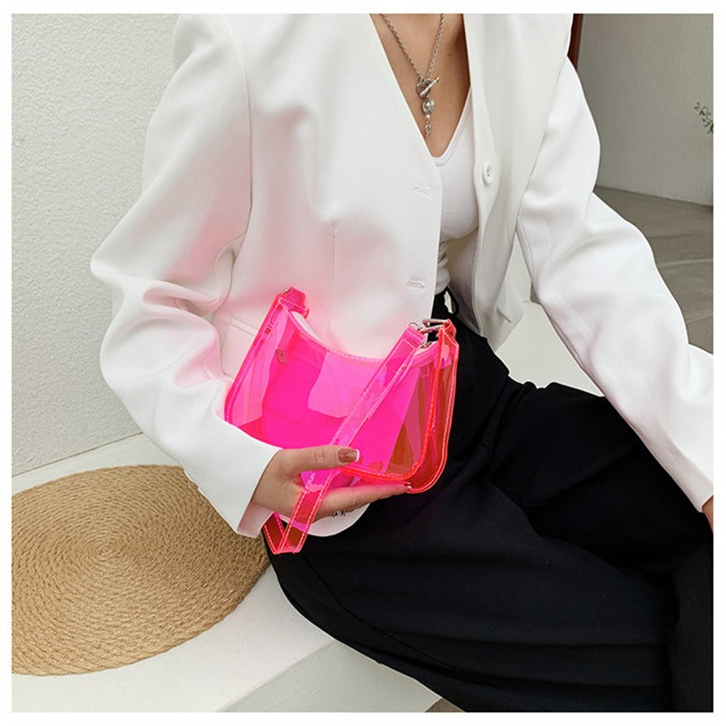 Transparente Jelly Umhängetasche – Kleine Zipper Underarm Tasche & Modische Handtasche für Damen Kaufschwan®