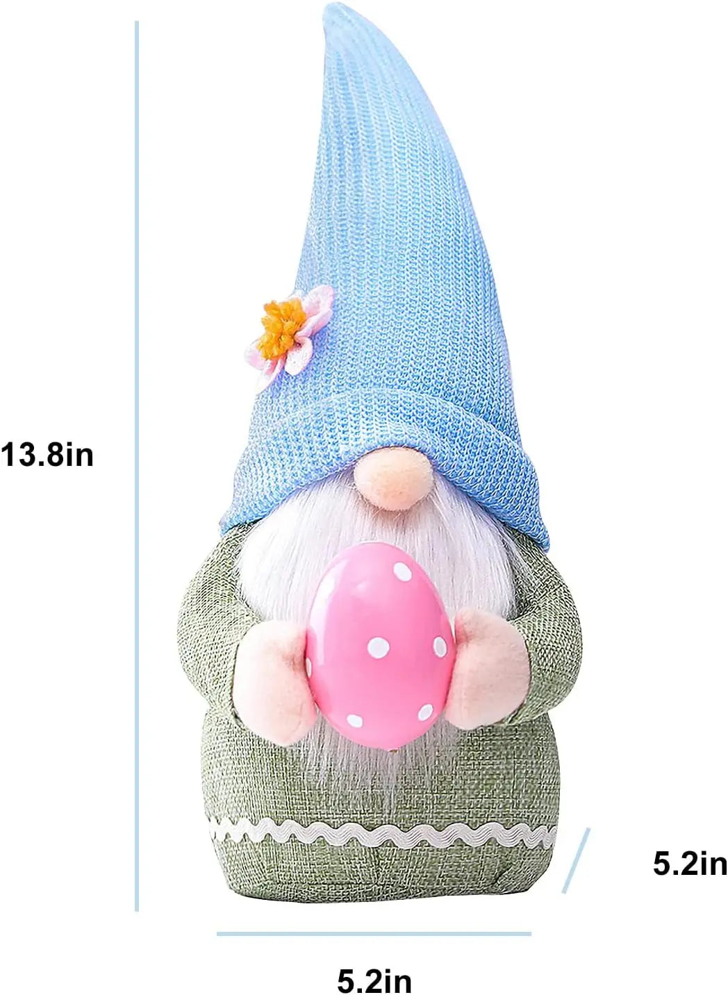 Osterhasen-Wichtel mit Ei – Handgemachte Faceless Plüschfigur | Frühlingsdeko & Geschenk für Mädchen
