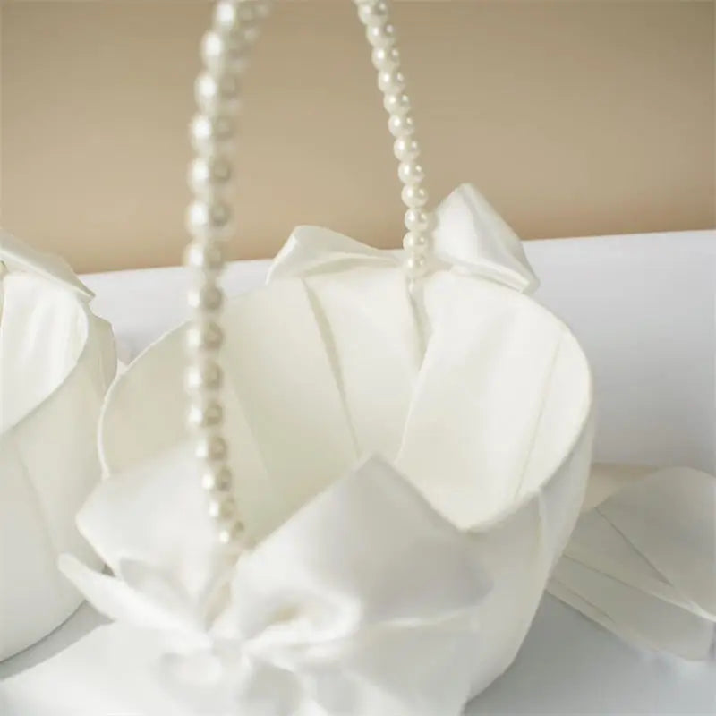 Blumenmädchen Korb mit Perlengriff – Faltbarer Hochzeitskorb für Blüten Kaufschwan®