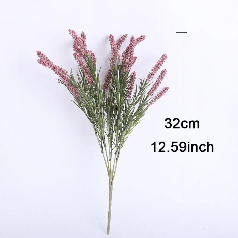 Schöne Künstliche Lavendelblumen mit Schaum-Weizen & Kolbenblumen – Kunstblumenstrauß für Hochzeit, Zuhause & Weihnachtsdekoration | DIY Florale Handwerkskunst Kaufschwan®