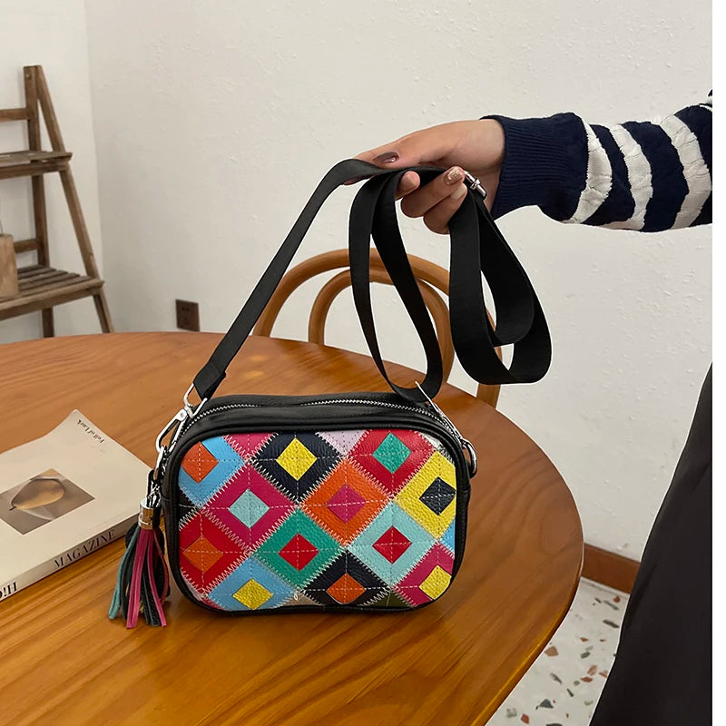 Kleine Bunte Ledertasche – Luxus Damen Handtasche, Crossbody & Schultertasche in Hochwertiger Verarbeitung Kaufschwan®