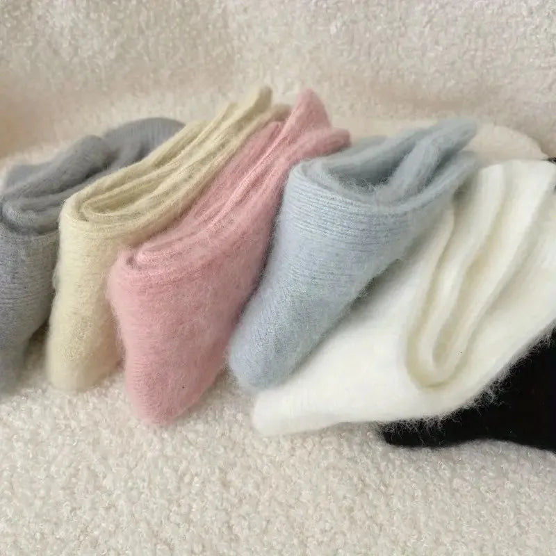 1-12 Paare Damen Herbst Winter Dicke Warme Mittellange Socken | Modische Macaron Farbige Flauschige Bequeme Freizeit Socken Kaufschwan®