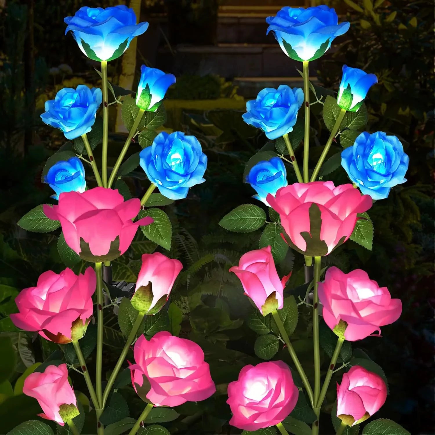 5-Köpfe Solarlichter – Außen Dekorative Rosenblumen Rasenlampe für Hof, Terrasse, Garten & Weihnachtsdekoration Kaufschwan®