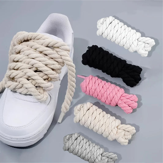 Handgefertigte Geflochtene Schnürsenkel – Robuste Dicke Canvas Laces | Modische Accessoires für Sneaker, Freizeit- & Leichte Schuhe Kaufschwan®