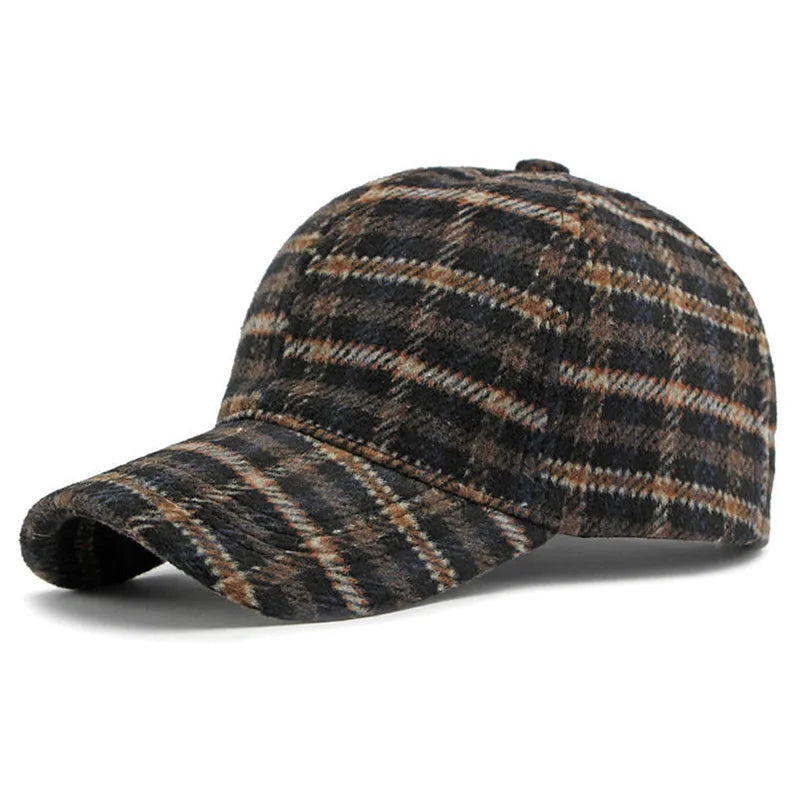 Elegante Plaid Fleece Baseballkappe | Dicke Warme Freizeitkappe | Britisches Retro Zwei-Ton-Design für Damen & Herren | Perfekt für Alltag & Feiertags-Outfits Kaufschwan® Schwarz Adjustable
