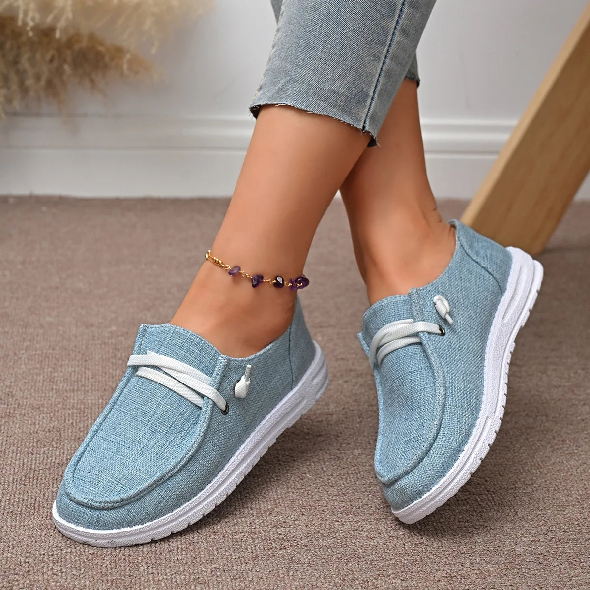 Frühling & Herbst Damen Vulcanized Sportschuhe – Modische Flache Sneaker | Bequeme Freizeitschuhe für Jeden Tag Kaufschwan® Seeblau 43