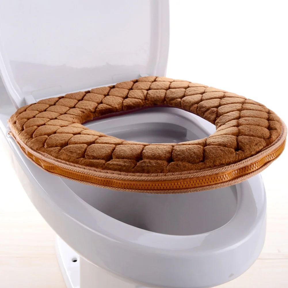 Weiche WC-Sitzauflage – Warmer Plüsch-Toilettensitzbezug für Winter | Waschbarer O-förmiger WC-Deckel (37cm × 44cm) Kaufschwan®