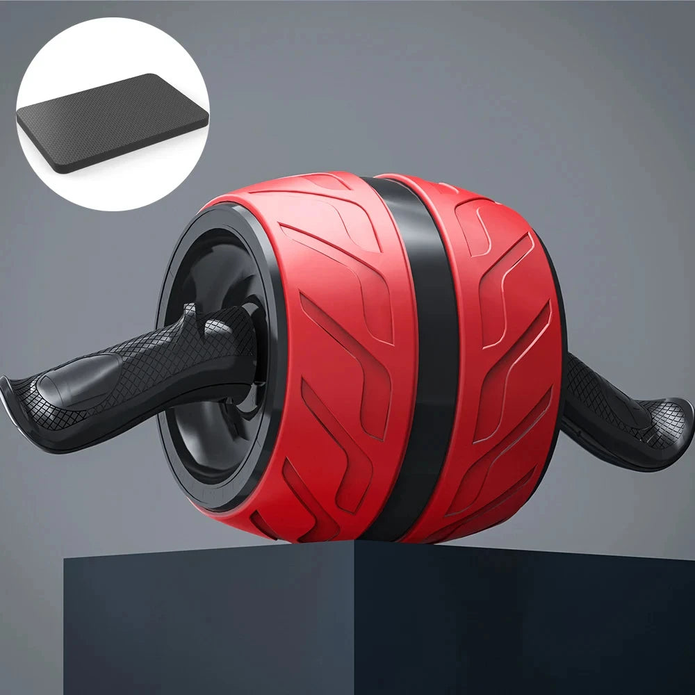Ab-Roller mit Rückprallfunktion & Knieschutzmatte – Bauchtrainer Fitnessgerät für Zuhause & Studio Kaufschwan® Rot