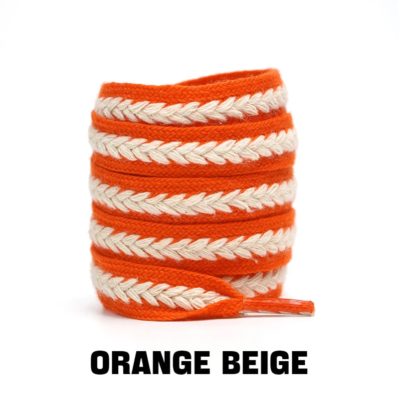 Flache Baumwoll-Schnürsenkel – 1,5cm Breite Premium Laces für Sneaker & Freizeitschuhe | 100/120/140/160cm Seil-Design, 1 Paar Kaufschwan®