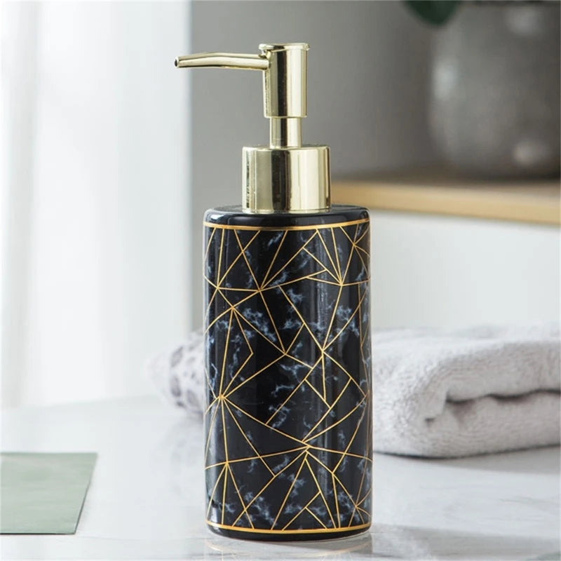Marmor Keramik Seifenspender – 185mm Höhe, 300ml Wiederverwendbare & Nachfüllbare Lotion- & Duschgel-Flasche Kaufschwan®