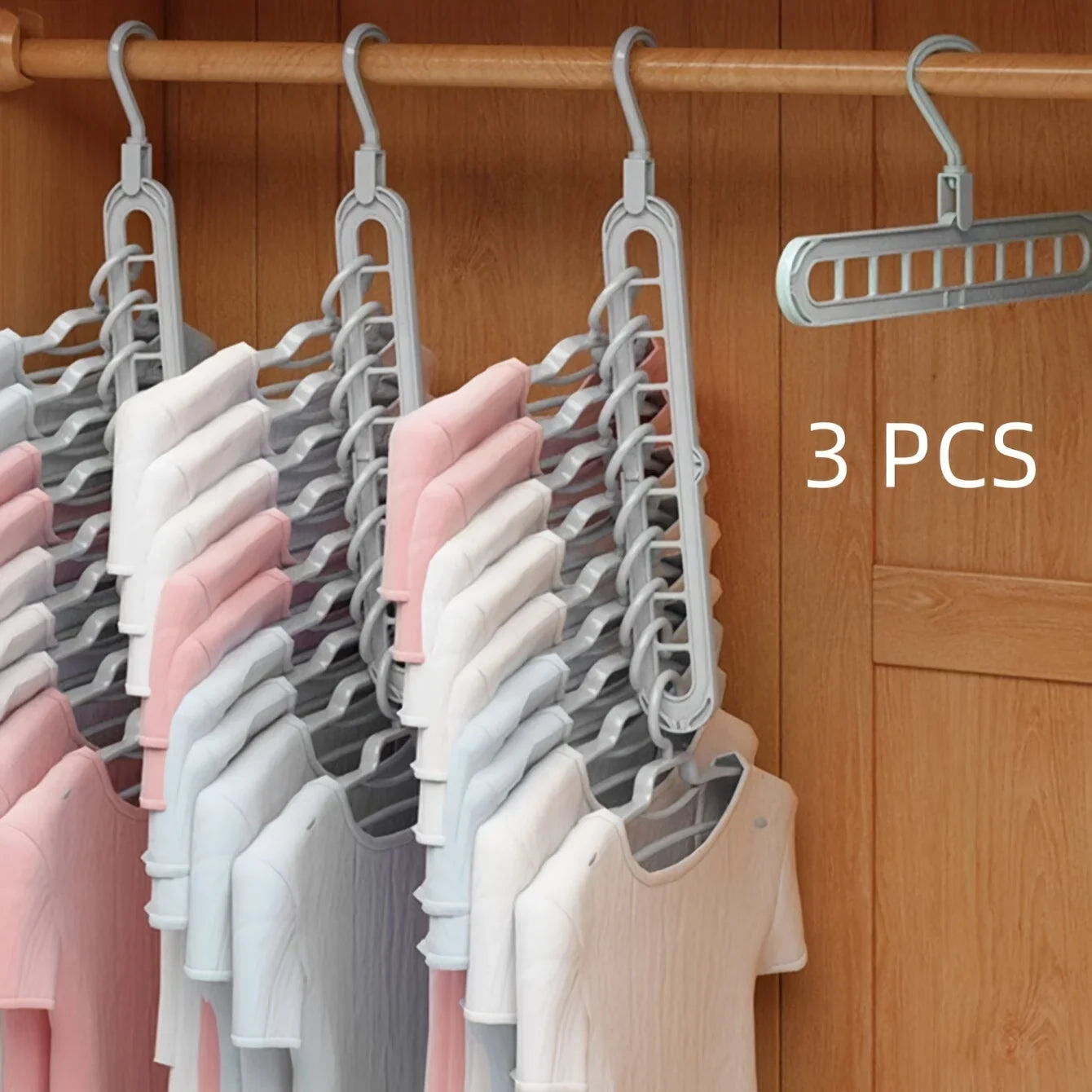 Kunststoff 9 Loch Faltbare Kleiderbügel – Robuster Platzsparender Organizer für Kleiderschrank und Garderobe Kaufschwan® 3 Stück