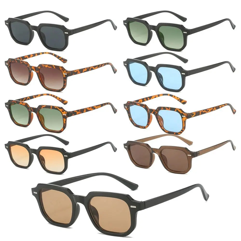 Retro-Sonnenbrille mit Vieleckigem Rahmen – Runde Sonnenbrille mit Nieten, Gestreiften Bügeln und UV400-Schutz zum Autofahren und für Freizeitaktivitäten Kaufschwan®