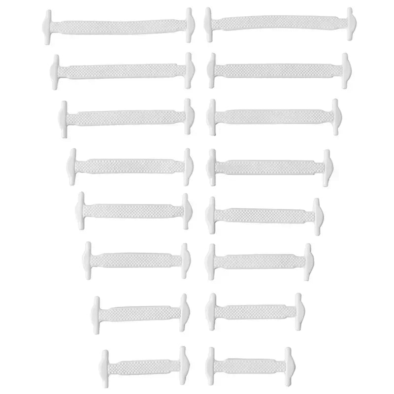 16 Stück Silikon Elastische Schnürsenkel – T-förmige No-Tie Laces | Unisex Mode Schuhbänder für Sneaker & Freizeitschuhe Kaufschwan® Weiß-16-Stück