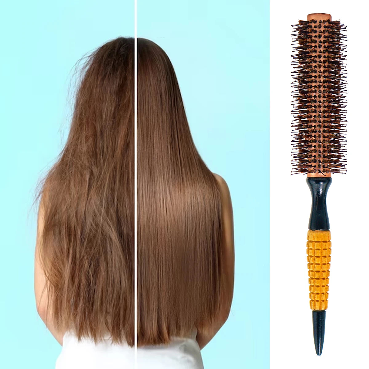 Rundbürste mit Holzgriff – Professionelle Antistatische Haarbürste | Locken- & Toupierbürste für Friseure