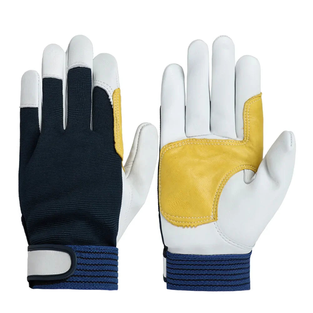 Weiche Schafsleder Arbeitshandschuhe Fahrer Schutz Handschuhe für Schweißen Garten Mechanik Kaufschwan® Weiß XL