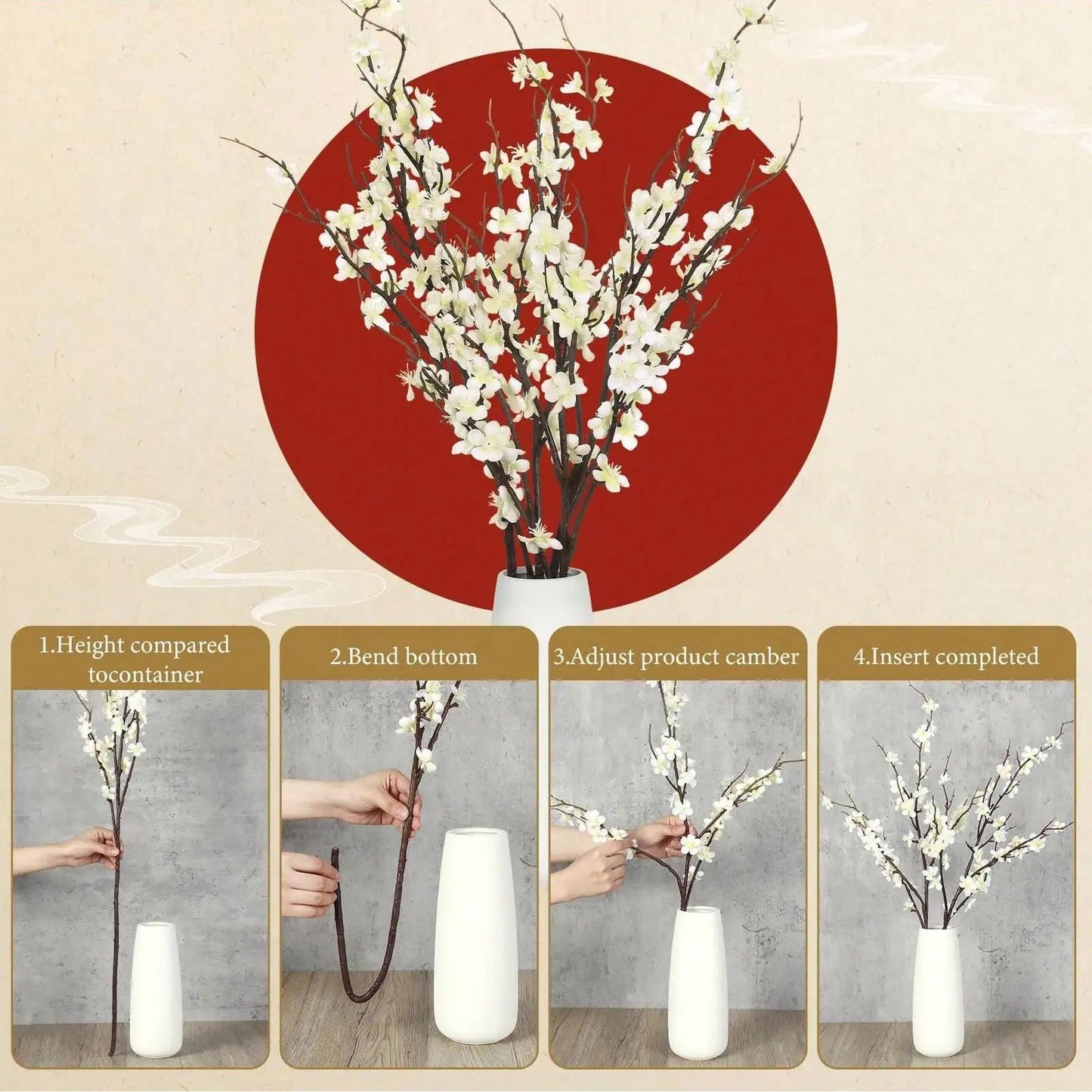 Weiße Künstliche Winterblüten mit Langem Stiel – Elegante Kunststoffblumen für Zuhause, Hotel, Büro, Hochzeit, Party & Gartendekoration Kaufschwan®