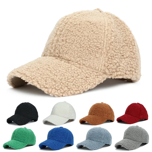 Neue 16 Farben Herbst Winter Baseballkappe | Damen Kappe aus Kunstlammwolle | Warme Plüsch Baseballkappe Kaufschwan®