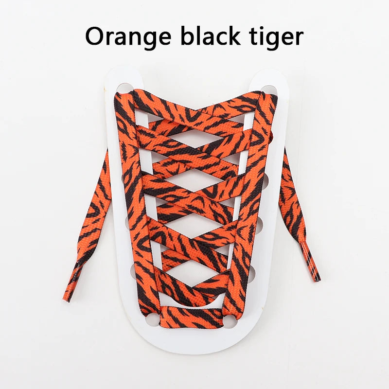 Tiermuster Schnürsenkel – Flache Modische Laces für Sneaker | Tiger-, Schlangen- & Leoparden-Print 120/140/160cm Kaufschwan® Orange-schwarzer Tiger 140cm