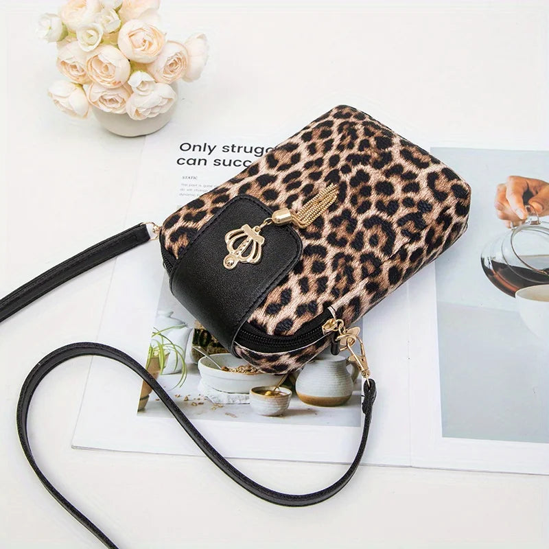 Leopardenmuster Schulter Messenger Bag – Trendige Nischen-Mode Handytasche zum Umhängen für Damen Kaufschwan®
