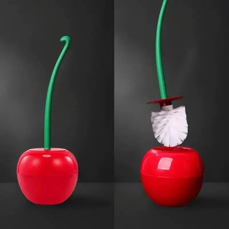 Kreatives Kirsch-Toilettenbürstenset – Rotes WC-Bürstenset mit Halter für Badezimmerdekor Kaufschwan® Rot