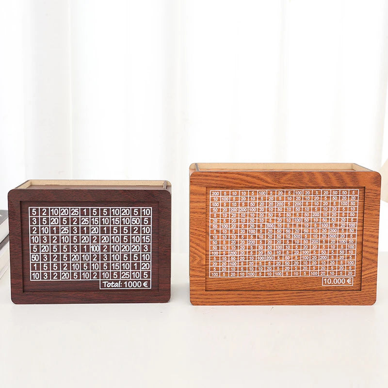 Holz Euro Sparbox – Wiederverwendbare Spardose mit Sparziel Anzeige Kaufschwan®