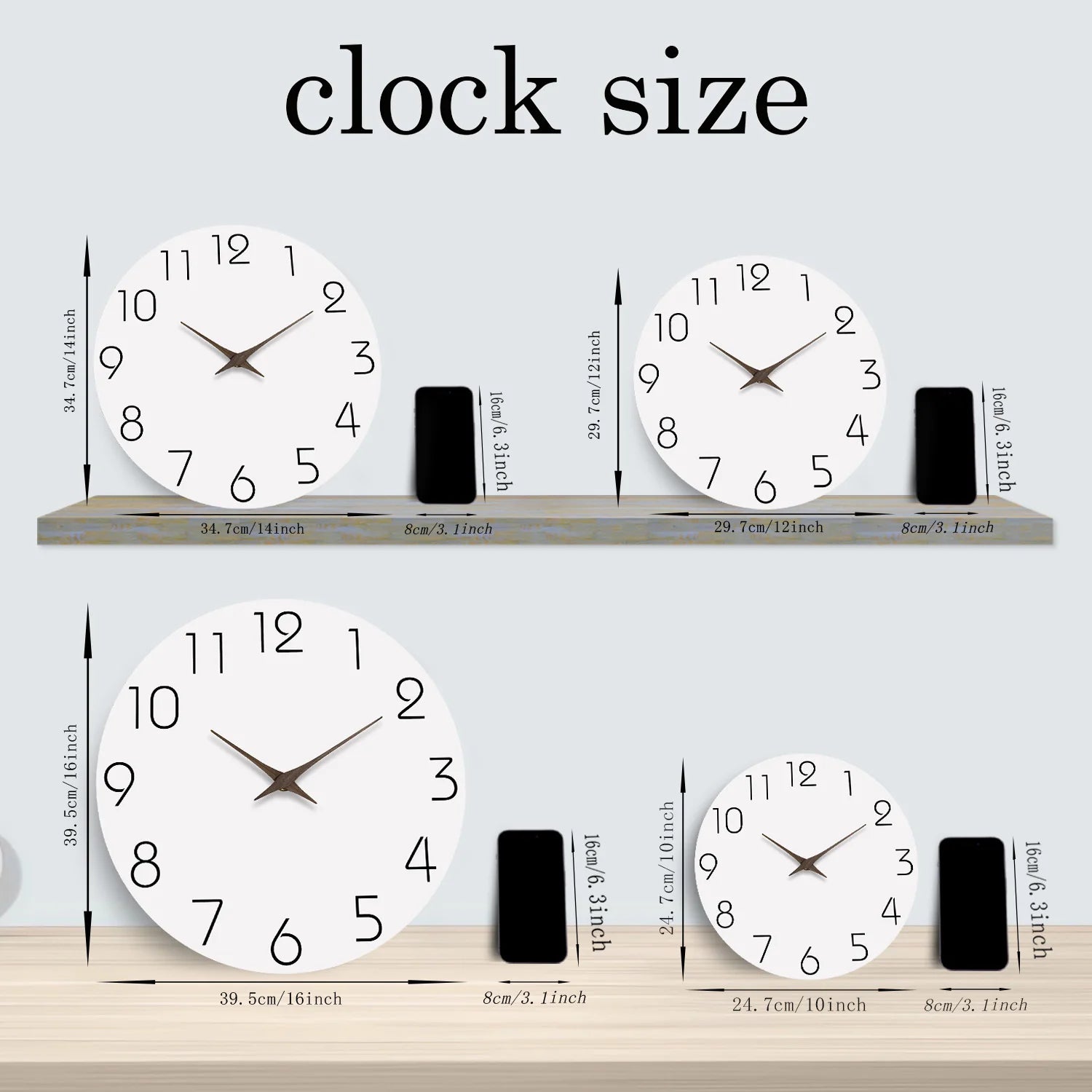 Weiße Muster Holz Wanduhr – Leise Quarz Moderne Deko Uhr Kaufschwan®