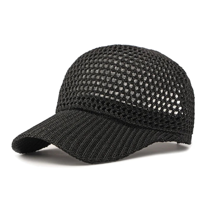 Sommer Einfarbige Atmungsaktive Baseballkappe | Sport Mesh Outdoor Sonnenhut | Leicht & Verstellbar Kaufschwan® Schwarz Adjustable