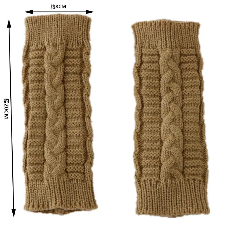 Damen Stylische Handwärmer – Fingerlose Strickhandschuhe | Winter Armwärmer mit Zopfmuster aus Kunstwolle Kaufschwan®