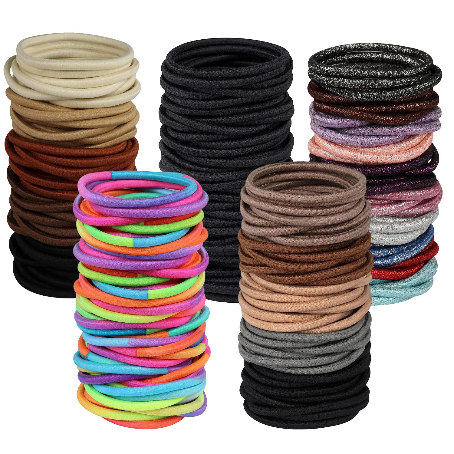 10/50 Stück 4mm Haarschonende Elastische Haargummis | Mixfarben & Schwarz Pferdeschwanzhalter für Damen, Herren, Mädchen & Jungen | Großpackung Kaufschwan®
