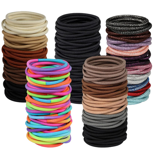 10/50 Stück 4mm Haarschonende Elastische Haargummis | Mixfarben & Schwarz Pferdeschwanzhalter für Damen, Herren, Mädchen & Jungen | Großpackung Kaufschwan®